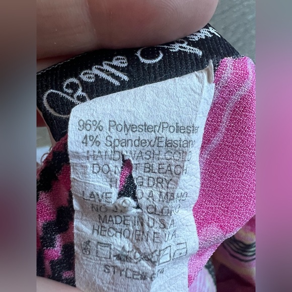 Belle Amie Vintage Y2K 90s Abstract Babydoll Handkerchief Hem Pink tank top M - Picture 6 of 9